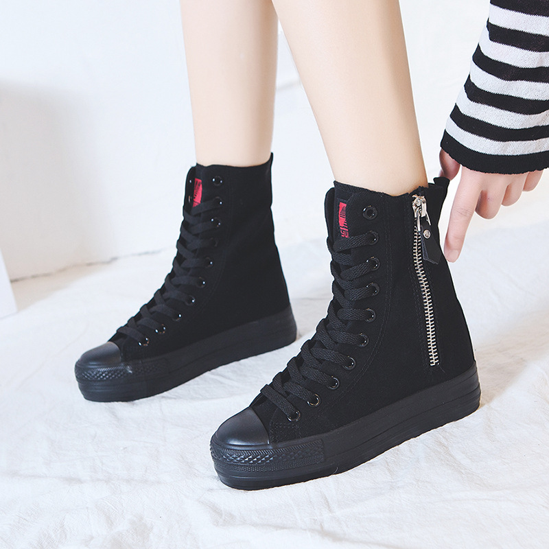여성 신발 새로운 하이탑 사이드 지퍼 캔버스 신발 디자 - Wedge Espadrille Women 리뷰 및 가격