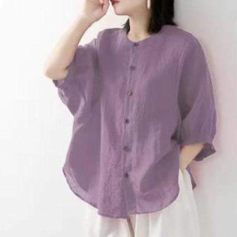 면과 린넨 셔츠 여성용 봄 여름 얇은 단색 랜턴 소매  - Blouse Off Shoulder 리뷰 및 가격