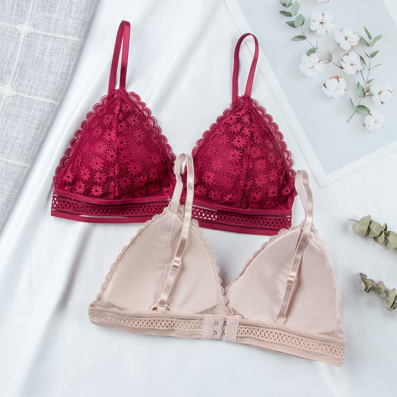 여성을위한 섹시한 꽃 레이스 브래지어 탑 여성 란제리  - Bralette Triangle Set 리뷰 및 가격
