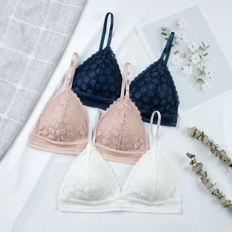 여성을위한 섹시한 꽃 레이스 브래지어 탑 여성 란제리  - Bralette Triangle Set 리뷰 및 가격