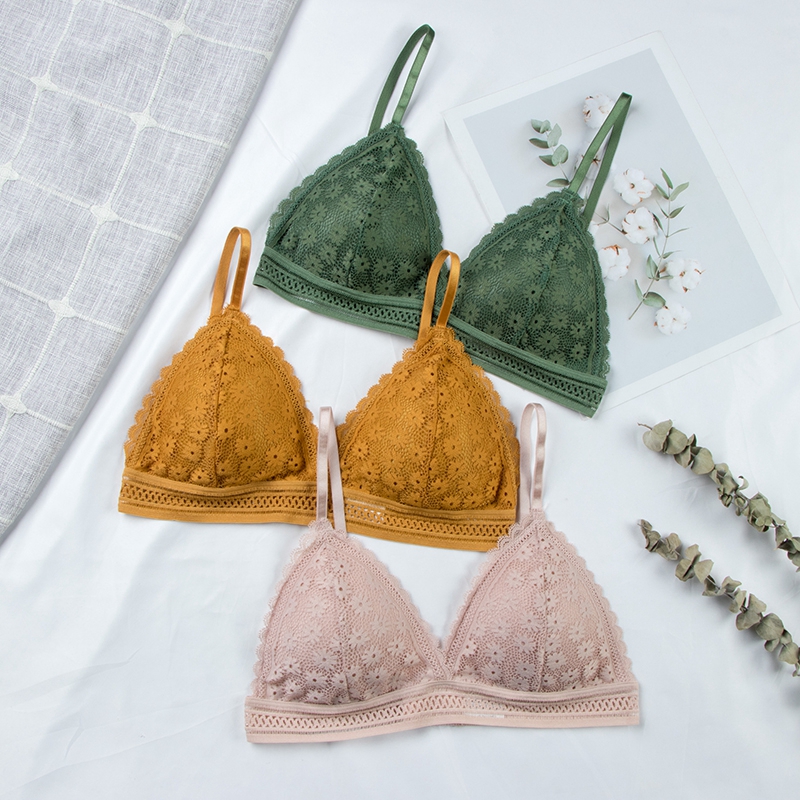 여성을위한 섹시한 꽃 레이스 브래지어 탑 여성 란제리  - Bralette Triangle Set 리뷰 및 가격