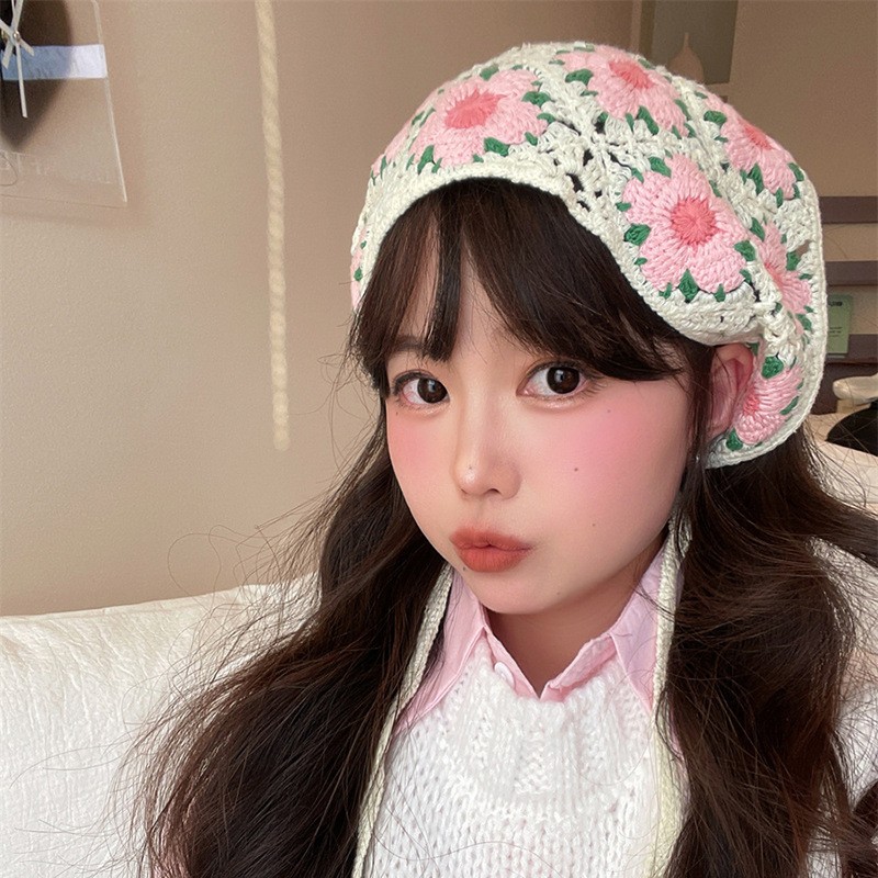 빈티지 직조 뜨개질 꽃 삼각형 Headscarf 머리띠 - Headband Summer Knit 리뷰 및 가격