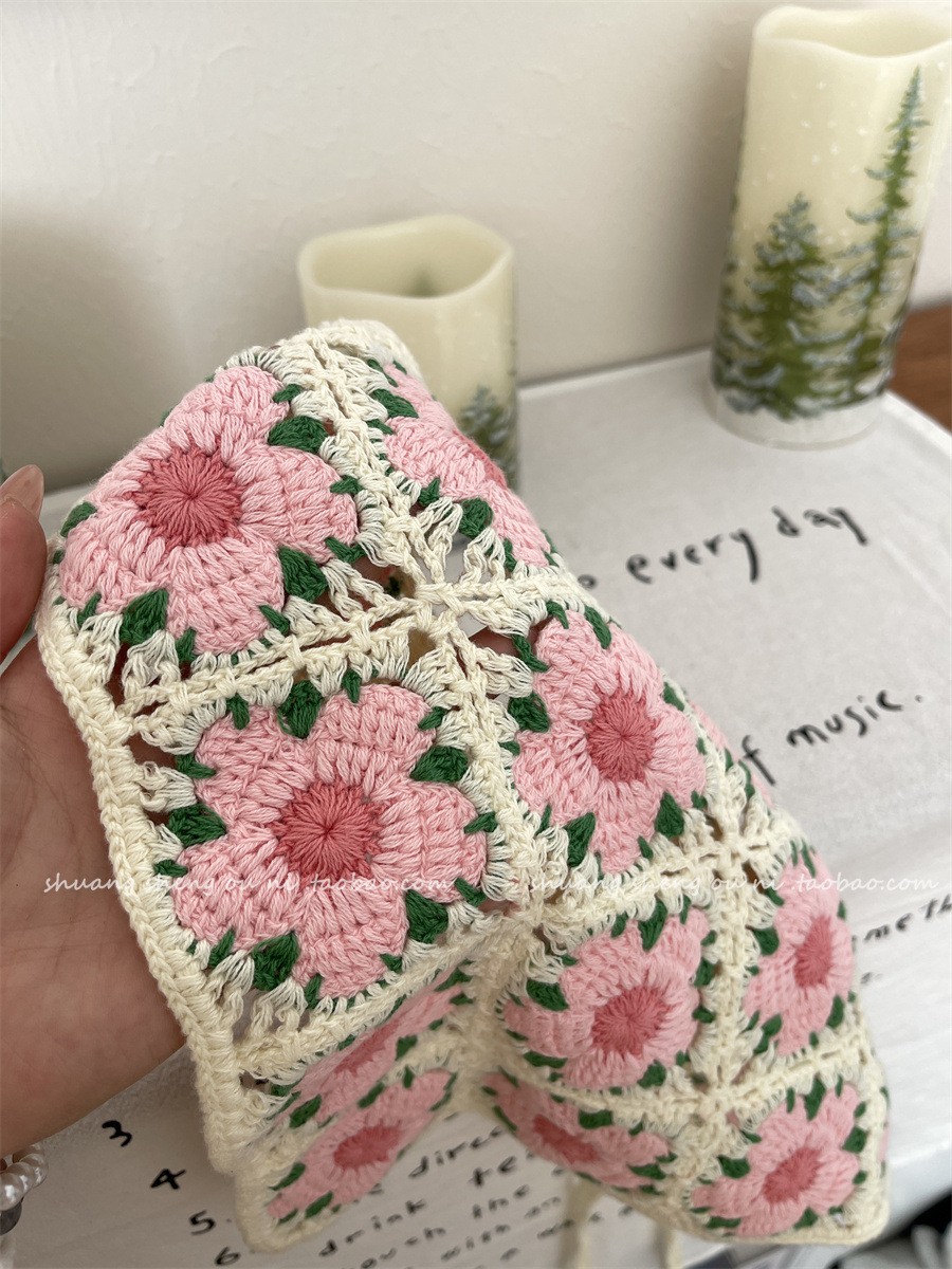 빈티지 직조 뜨개질 꽃 삼각형 Headscarf 머리띠 - Headband Summer Knit 리뷰 및 가격
